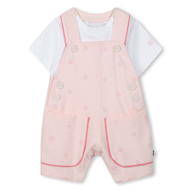 BOSS Peto overall para bebe niña rosa con playera